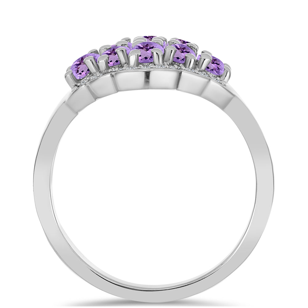 Strieborný Prsteň s Rose De France Ametystom a Bielym Topásom 2 