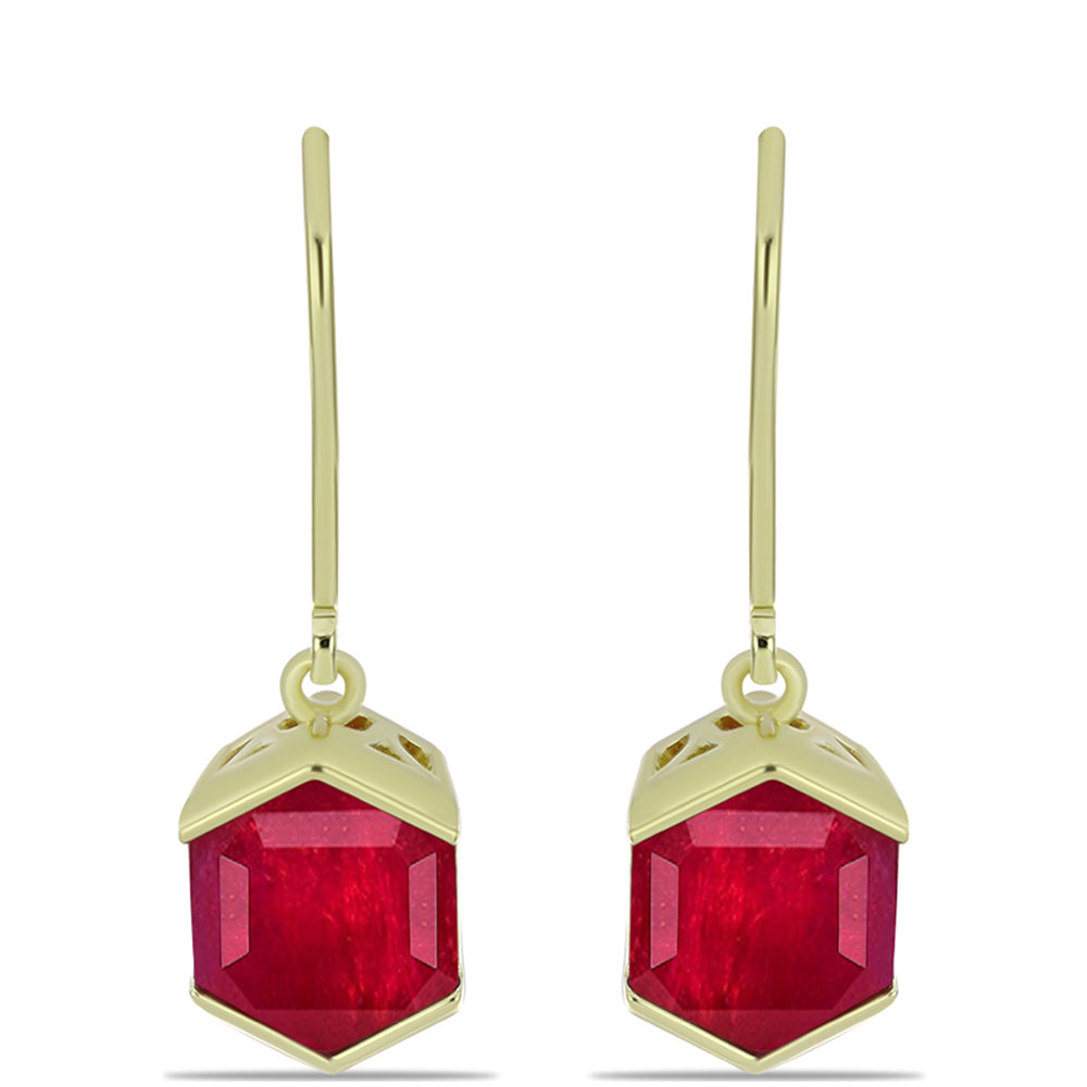 Pozlátené Strieborné Náušnice s Madagaskarským Rubínom 1 