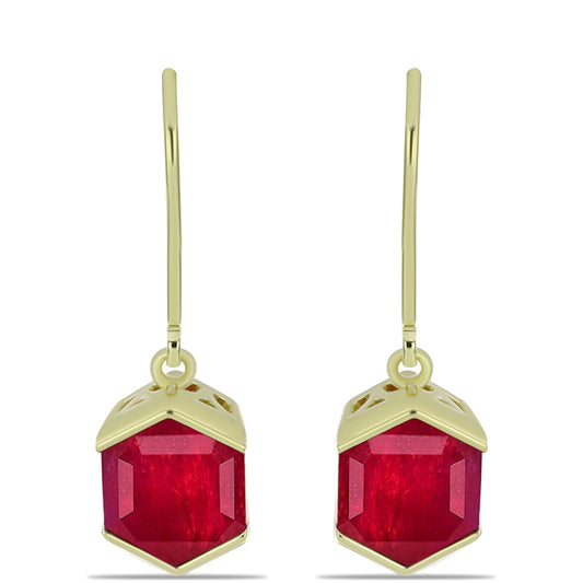 Pozlátené Strieborné Náušnice s Madagaskarským Rubínom
