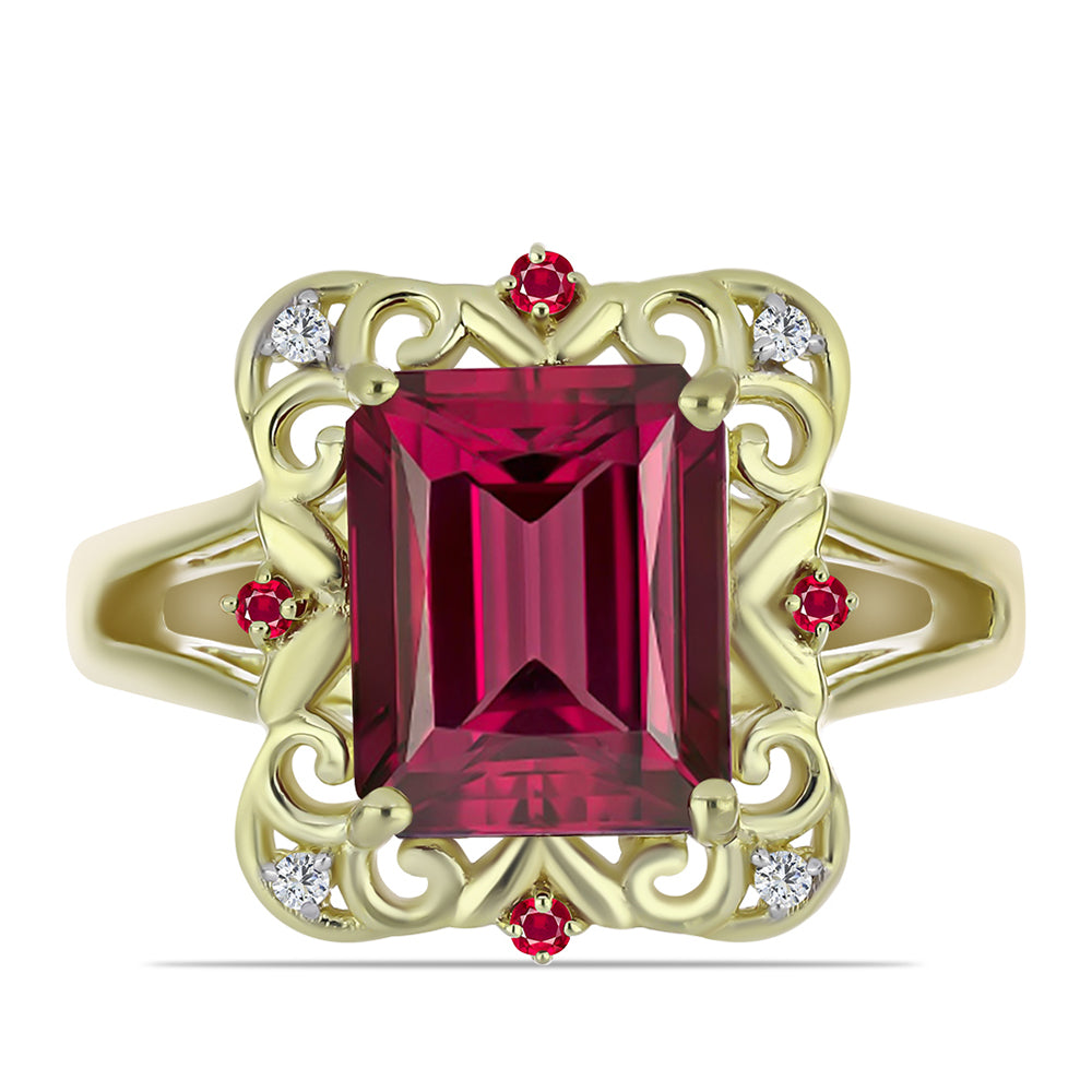 Pozlátený Strieborný Prsteň s Madagaskarským Rubínom a Bielym Topásom 1 