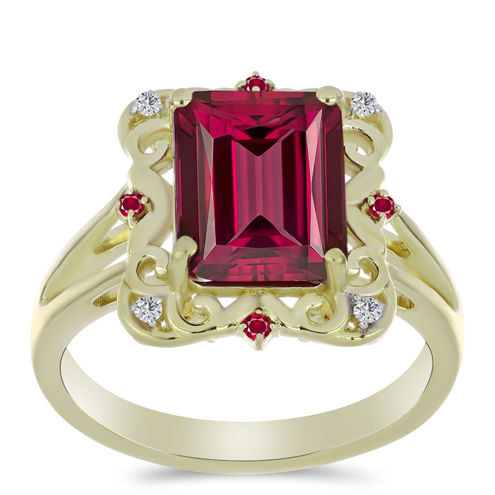 Pozlátený Strieborný Prsteň s Madagaskarským Rubínom a Bielym Topásom