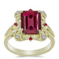 Pozlátený Strieborný Prsteň s Madagaskarským Rubínom a Bielym Topásom