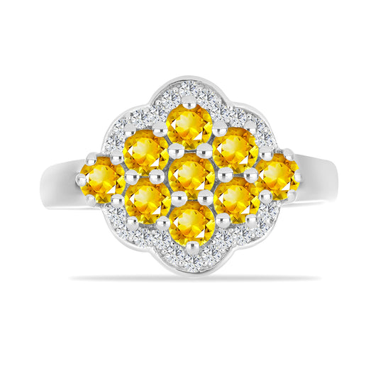 Strieborný Prsteň s Uralským Citrínom a Bielym Topásom