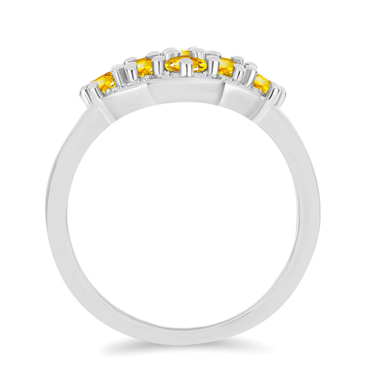 Strieborný Prsteň s Uralským Citrínom a Bielym Topásom