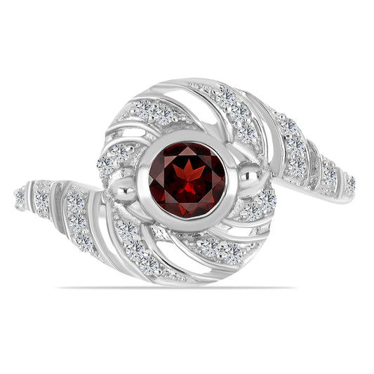 Strieborný Prsteň s Bartonským Granátom a Bielym Topásom