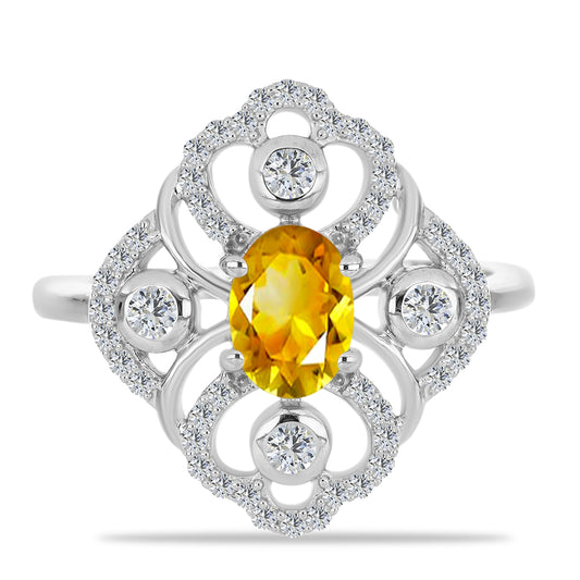 Strieborný Prsteň s Uralským Citrínom a Bielym Topásom