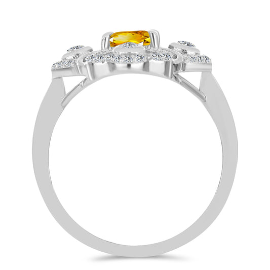 Strieborný Prsteň s Uralským Citrínom a Bielym Topásom