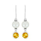 Strieborné Náušnice s Uralským Citrínom a so Sladkovodnou Bielou Perlou