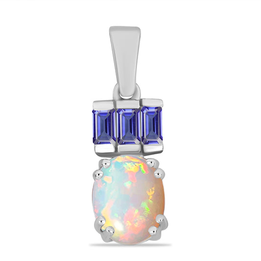 Strieborný Prívesok s Tanzanitom a Etiópskym Opálom z Lega Dembi