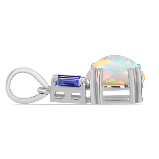 Strieborný Prívesok s Tanzanitom a Etiópskym Opálom z Lega Dembi