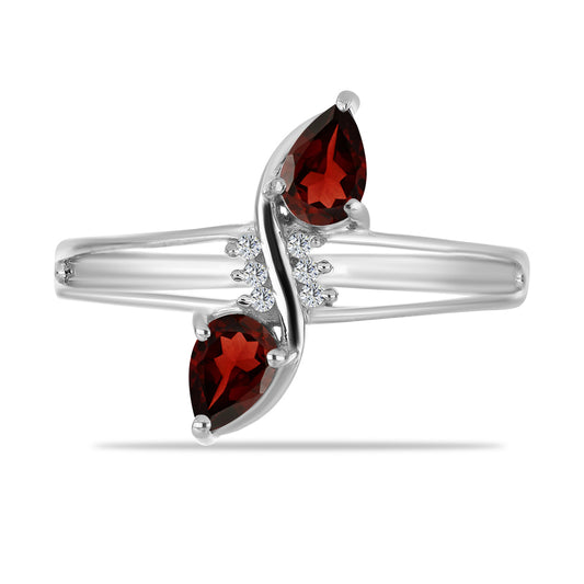 Strieborný Prsteň s Bartonským Granátom a Bielym Topásom