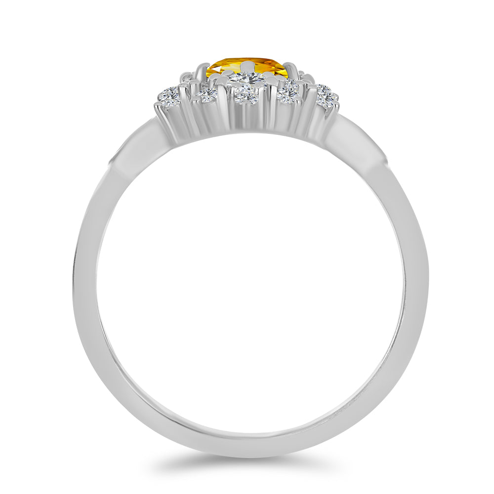 Strieborný Prsteň s Uralským Citrínom a Bielym Topásom 2 