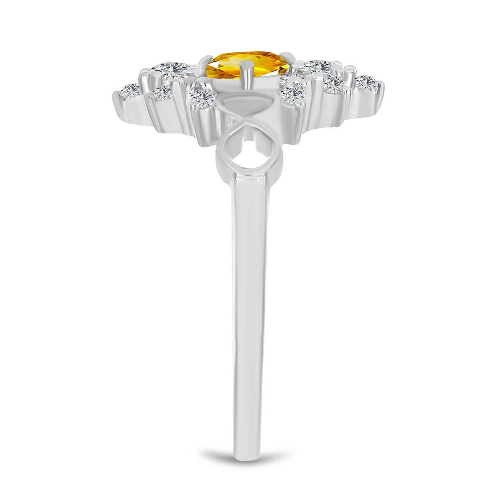 Strieborný Prsteň s Uralským Citrínom a Bielym Topásom