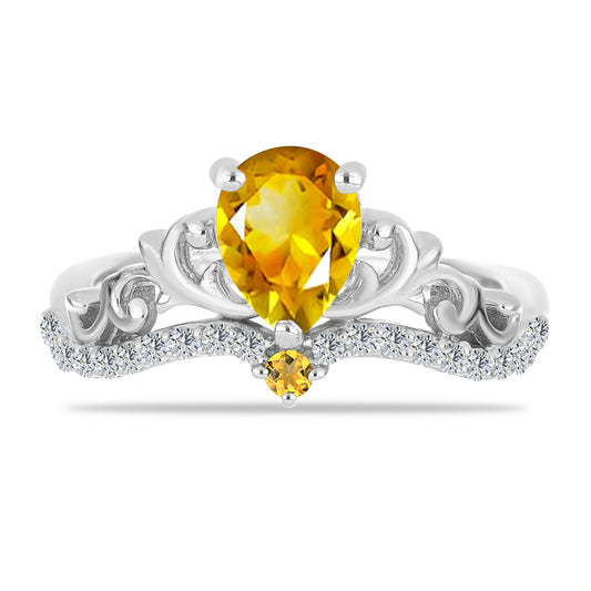 Strieborný Prsteň s Uralským Citrínom a Bielym Topásom