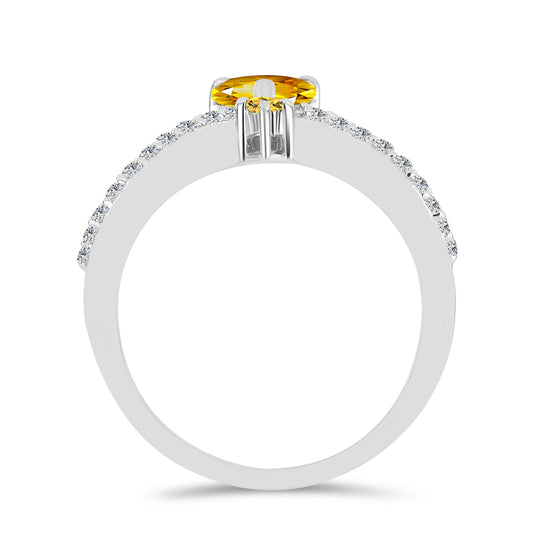 Strieborný Prsteň s Uralským Citrínom a Bielym Topásom