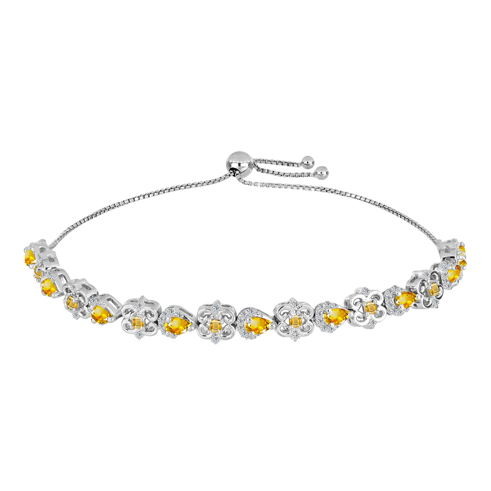 Strieborný Náramok s Uralským Citrínom a Bielym Topásom