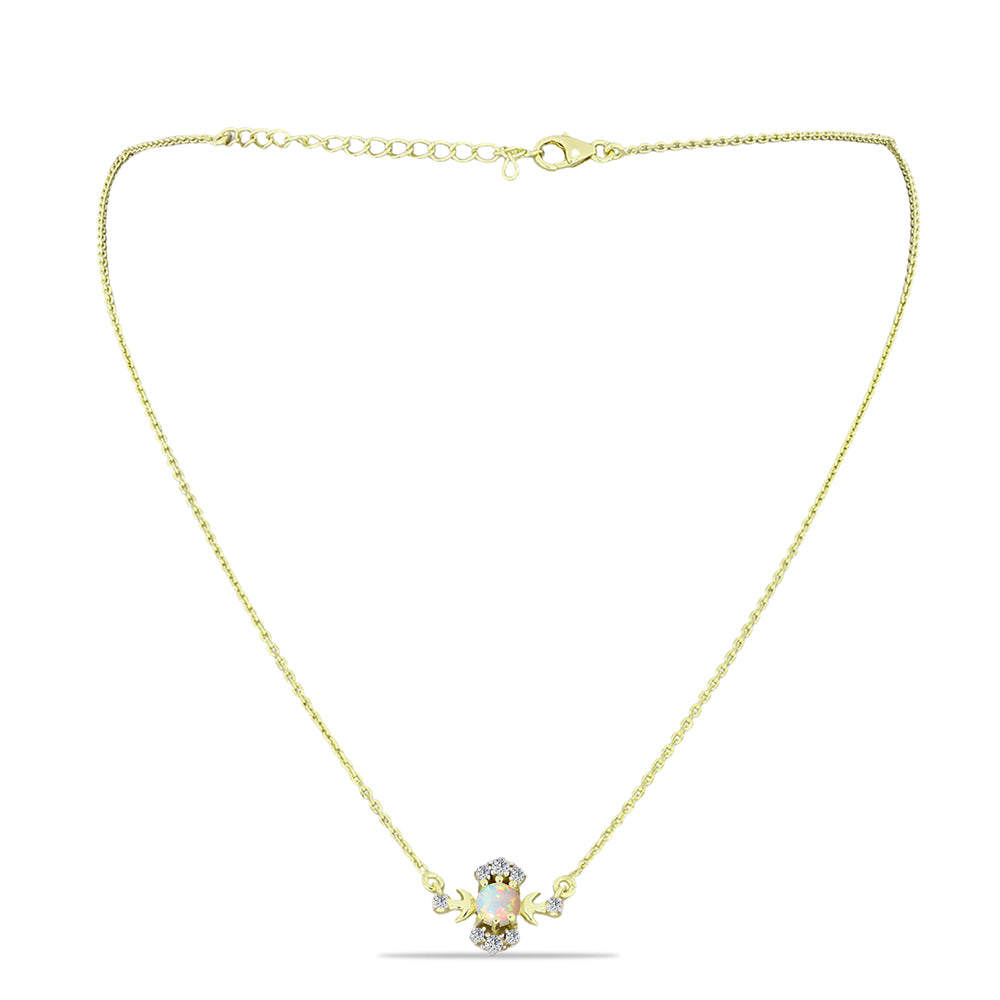 Pozlátený Strieborný Náhrdelník s Etiópskym Opálom z Lega Dembi a Bielym Topásom 1 