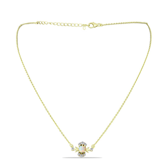 Pozlátený Strieborný Náhrdelník s Etiópskym Opálom z Lega Dembi a Bielym Topásom