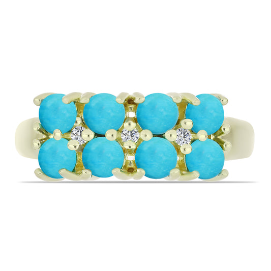 Pozlátený Strieborný Prsteň s so Sleeping Beauty Tyrkysom a Bielym Topásom