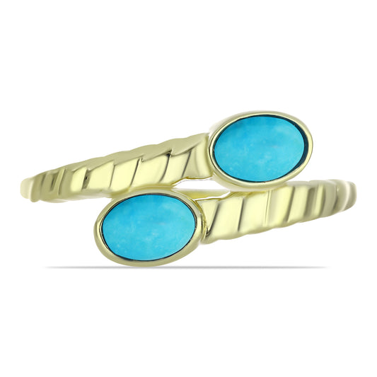 Pozlátený Strieborný Prsteň s so Sleeping Beauty Tyrkysom