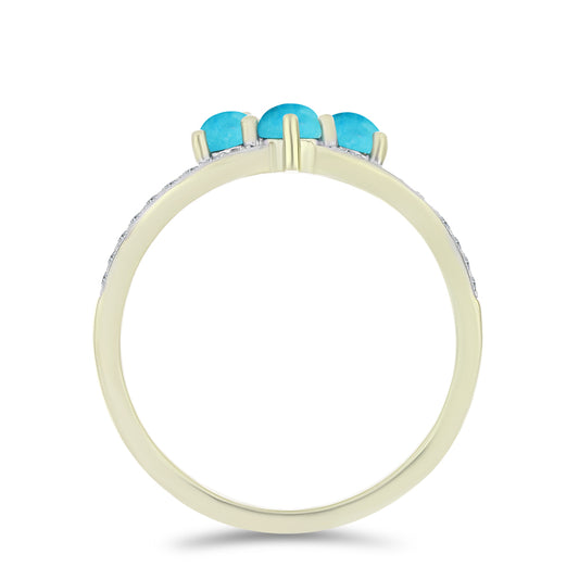 Pozlátený Strieborný Prsteň s so Sleeping Beauty Tyrkysom a Bielym Topásom