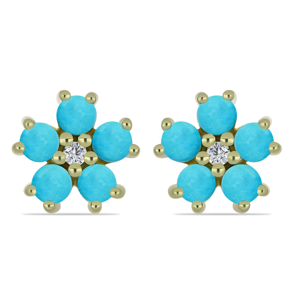 Pozlátené Strieborné Náušnice s so Sleeping Beauty Tyrkysom a Bielym Topásom 1 