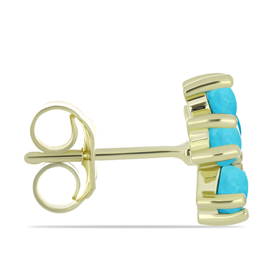 Pozlátené Strieborné Náušnice s so Sleeping Beauty Tyrkysom a Bielym Topásom