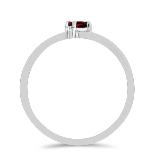 Strieborný Prsteň s Bartonským Granátom a Bielym Topásom