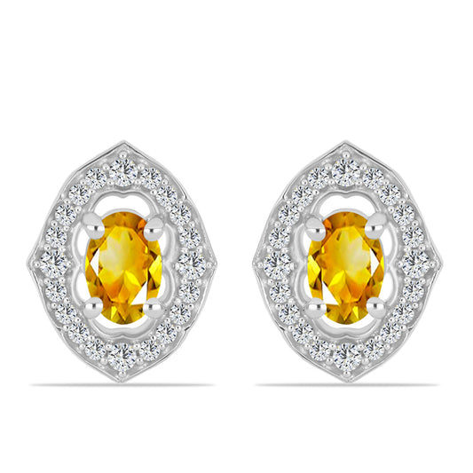 Strieborné Náušnice s Uralským Citrínom a Bielym Topásom