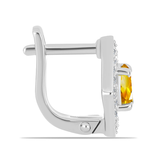 Strieborné Náušnice s Uralským Citrínom a Bielym Topásom