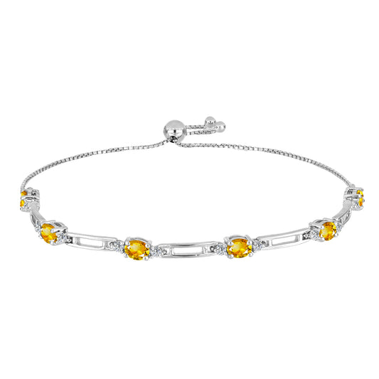 Strieborný Náramok s Uralským Citrínom a Bielym Topásom