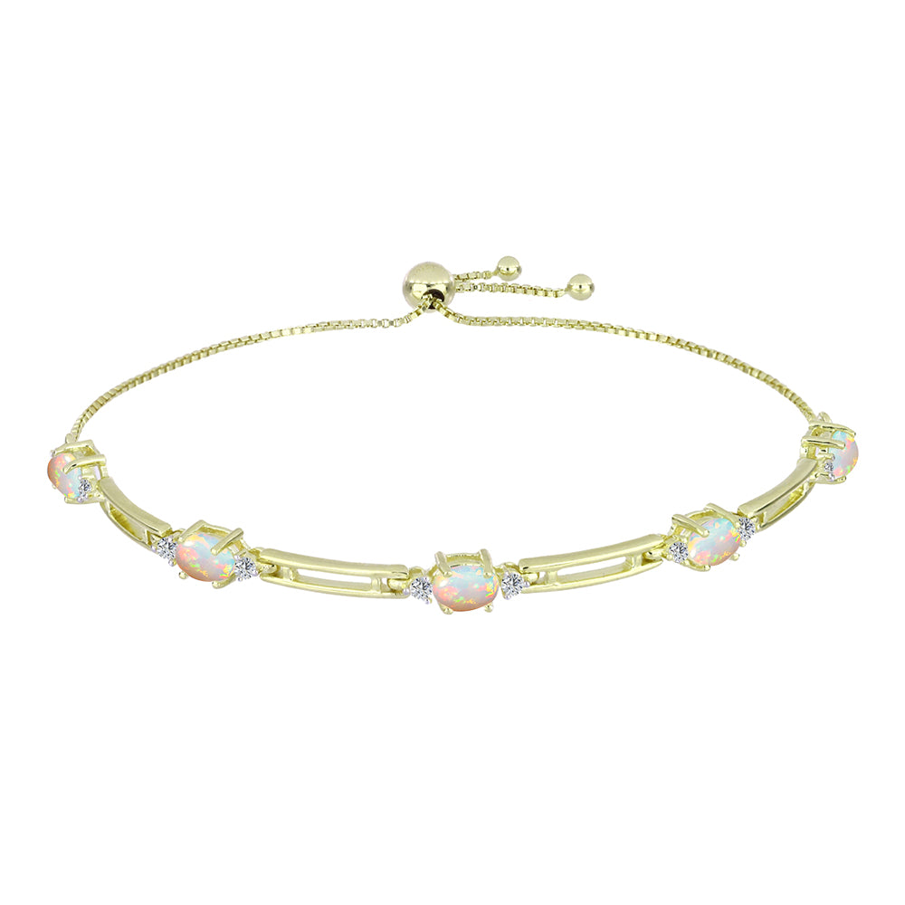 Pozlátený Strieborný Náramok s Etiópskym Opálom z Lega Dembi a Bielym Topásom 1 