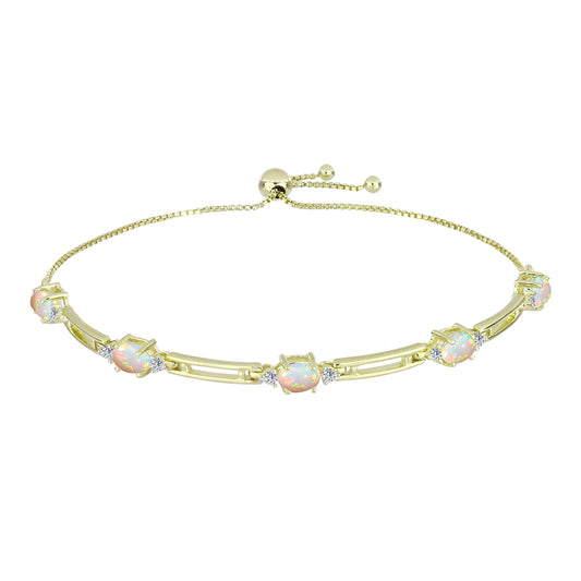 Pozlátený Strieborný Náramok s Etiópskym Opálom z Lega Dembi a Bielym Topásom