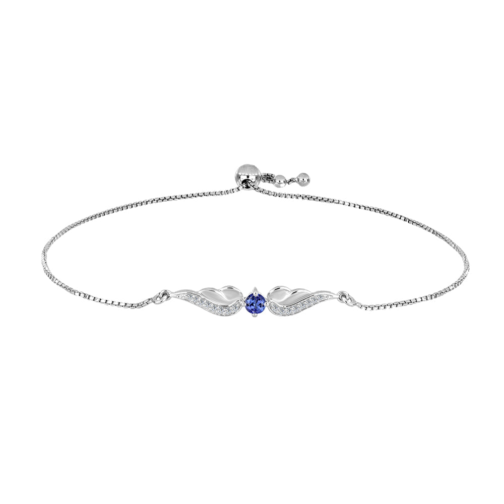 Strieborný Náramok s Tanzanitom a Bielym Topásom