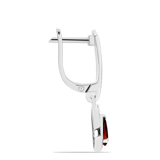 Strieborné Náušnice s Bartonským Granátom a Bielym Topásom