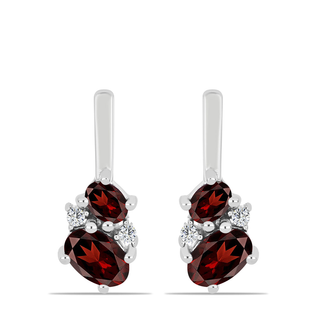 Strieborné Náušnice s Bartonským Granátom a Bielym Topásom 1 