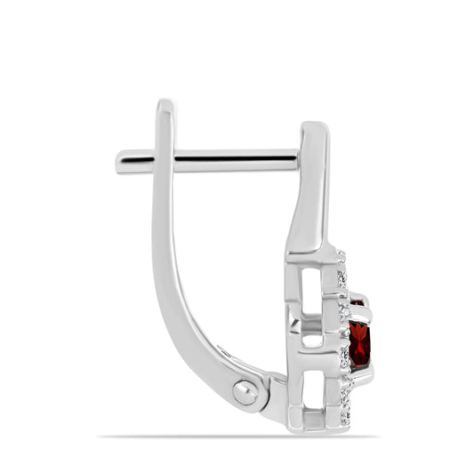 Strieborné Náušnice s Bartonským Granátom a Bielym Topásom