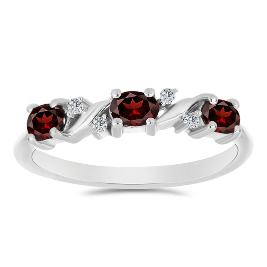 Strieborný Prsteň s Bartonským Granátom a Bielym Topásom