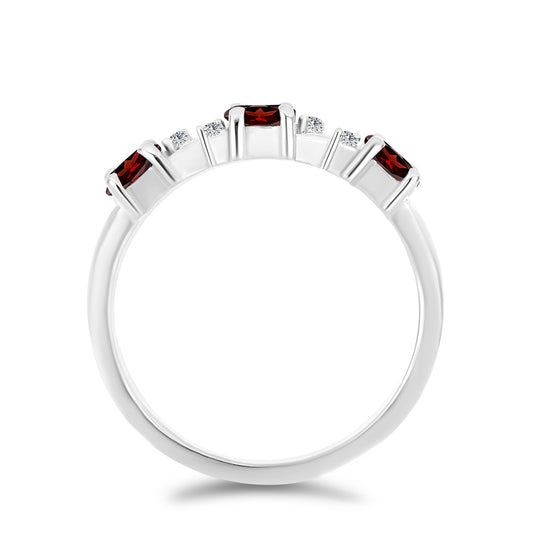 Strieborný Prsteň s Bartonským Granátom a Bielym Topásom