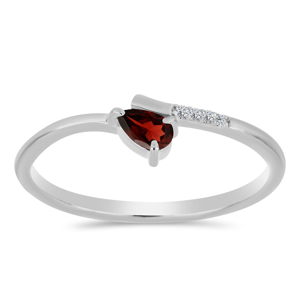 Strieborný Prsteň s Bartonským Granátom a Bielym Topásom 1 