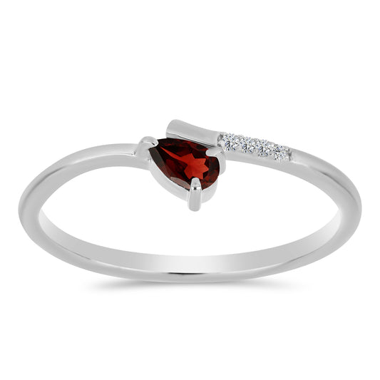 Strieborný Prsteň s Bartonským Granátom a Bielym Topásom