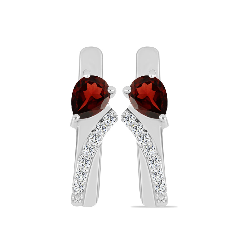 Strieborné Náušnice s Bartonským Granátom a Bielym Topásom 1 