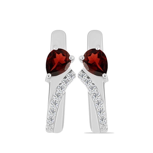 Strieborné Náušnice s Bartonským Granátom a Bielym Topásom