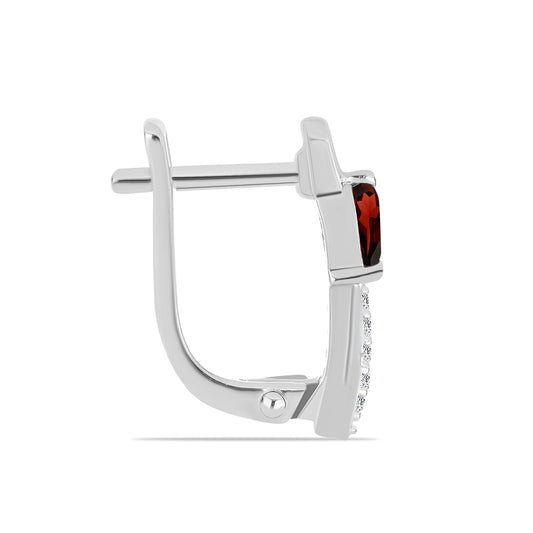 Strieborné Náušnice s Bartonským Granátom a Bielym Topásom