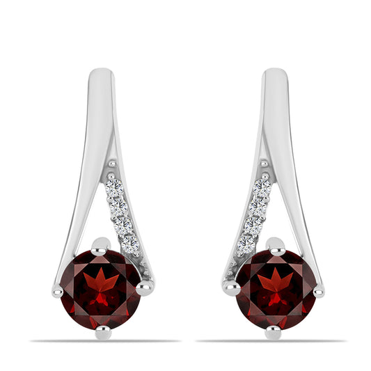 Strieborné Náušnice s Bartonským Granátom a Bielym Topásom