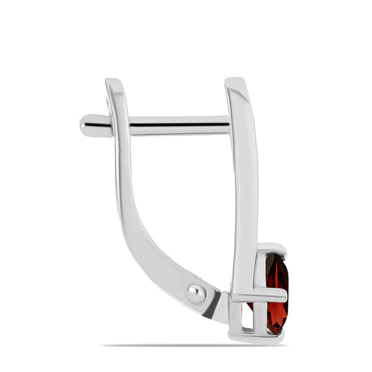 Strieborné Náušnice s Bartonským Granátom a Bielym Topásom