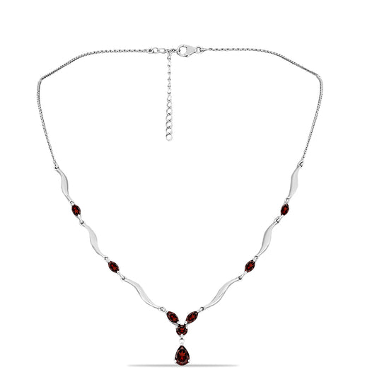 Strieborný Náhrdelník s Bartonským Granátom