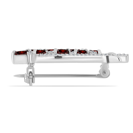 Strieborný Brošňa s Bartonským Granátom a Bielym Topásom