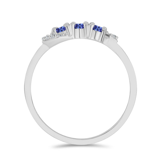 Strieborný Prsteň s Tanzanitom a Bielym Topásom