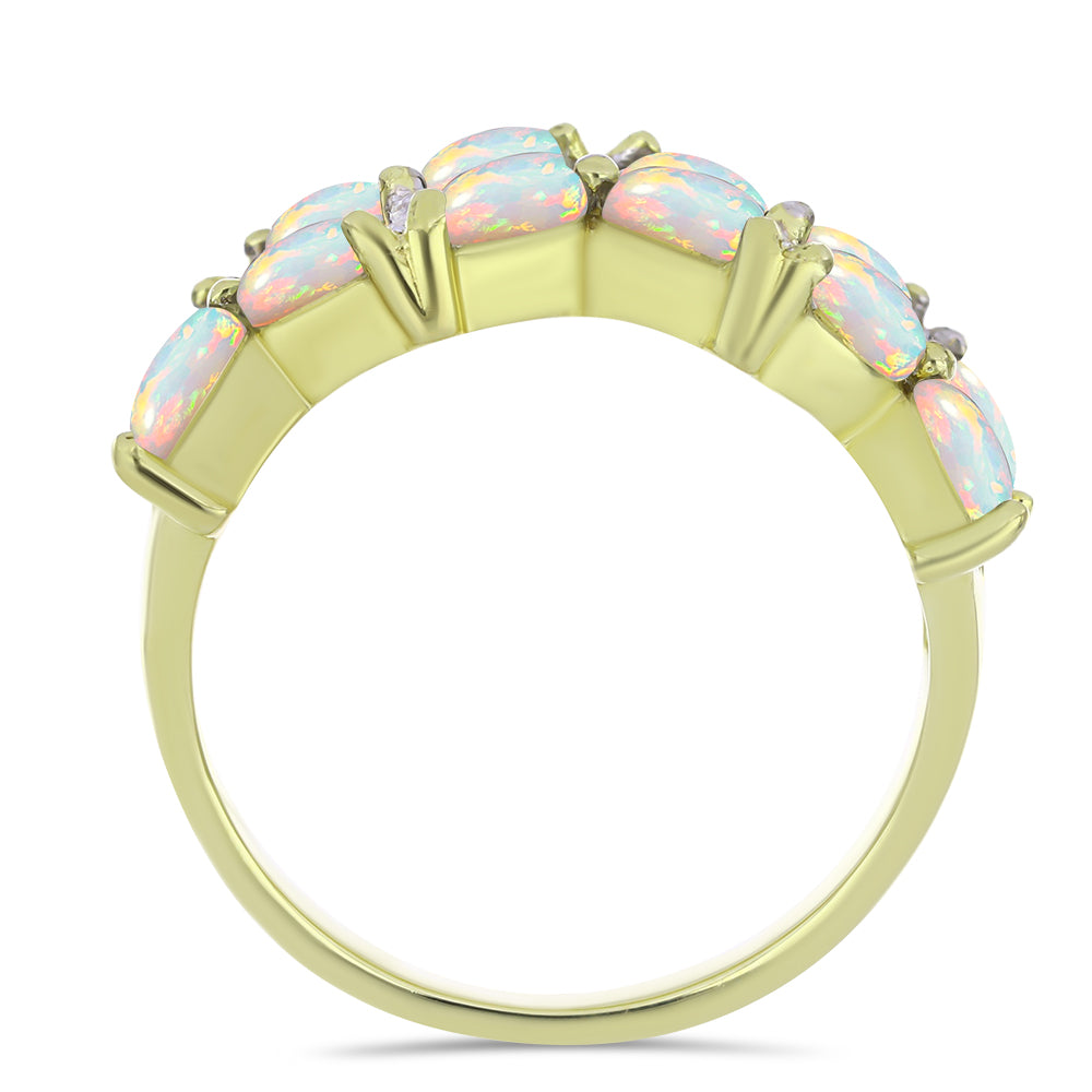 Pozlátený Strieborný Prsteň s Etiópskym Opálom z Lega Dembi a Bielym Topásom 3 